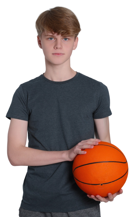 A boy holding a basketball